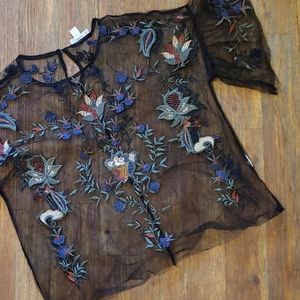 Sheer embroidered top